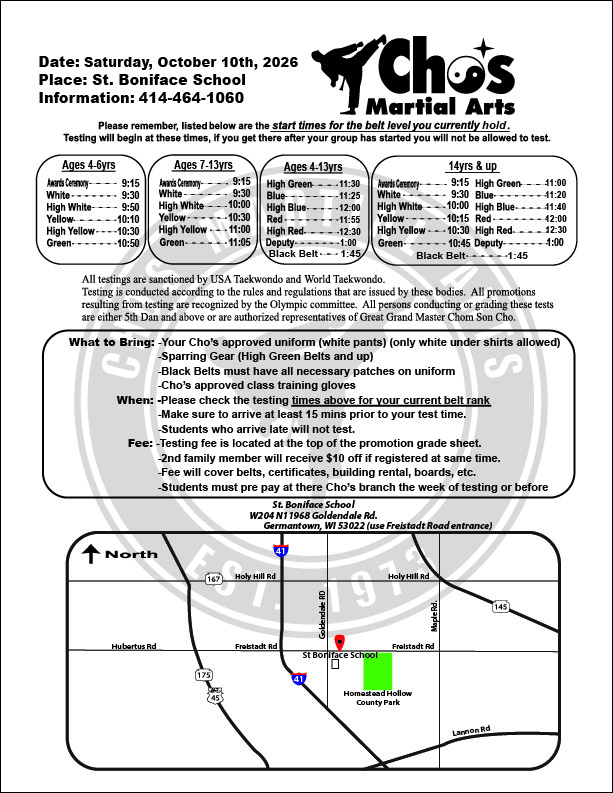 Belt Promotion Info